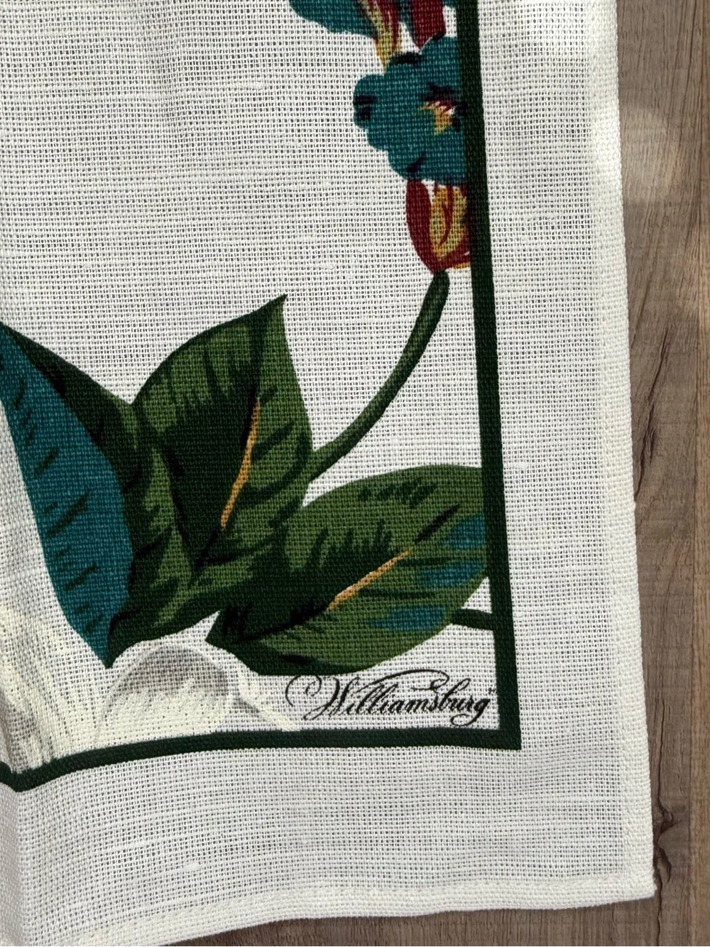 Colonial Williamsburg Floral Magnolia White & Green Botanical Tea Kitchen Towel